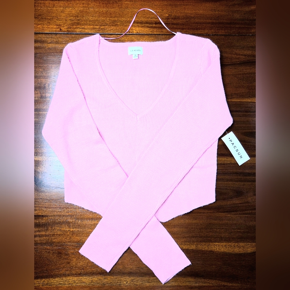PacSun Light Pink V-Neck Women's Sweater